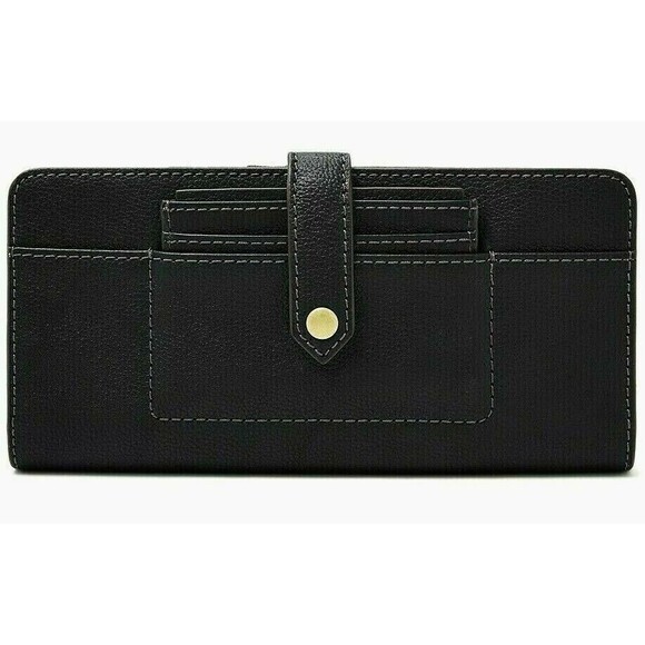 New Fossil Myra Tab Clutch Leather wallet Black - Picture 1 of 2
